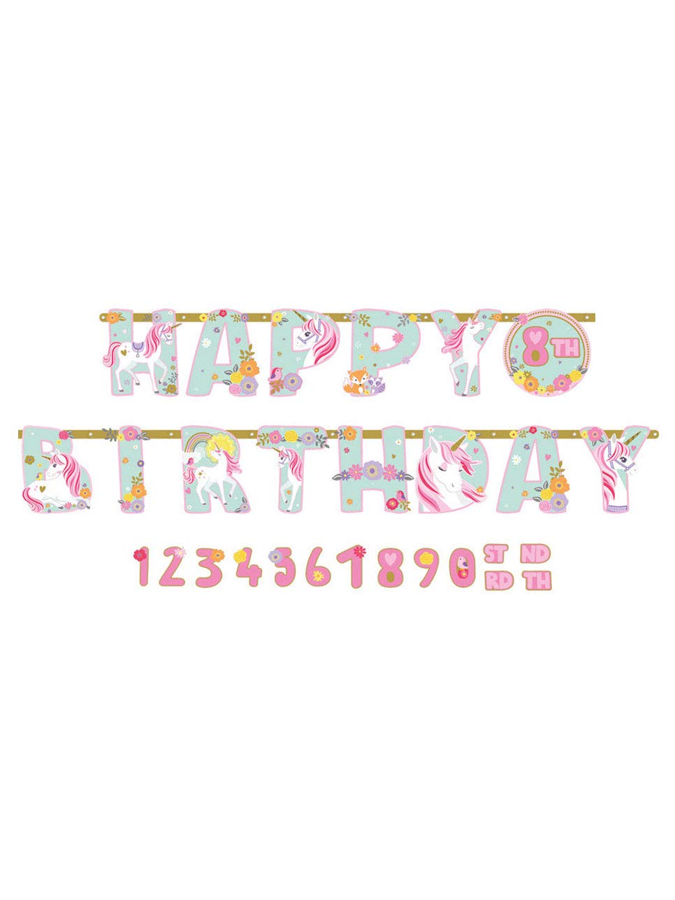 Amscan 120340 - Magical Unicorn Kids Birthday Party Add-an-Age Letter Banner Decoration - 3.2m