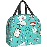 Hmklpi Nurse Medical Theme Insulated Kids Lunch Bag,Nurses Day Gifts Reusable Cooler Lunch Tote for Men & Women Girls Camping/Hiking/Picnic/Beach/Travel