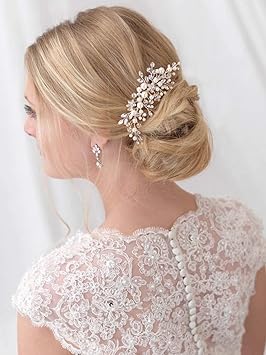 Simsly Hochzeit Haarkamm Slides Strass Brautschmuck Kopfschmuck Party für Brautjungfern (Silber)