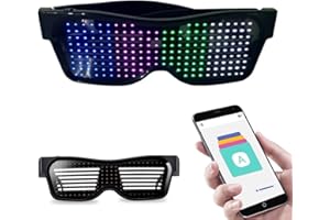 ENZEMIT LED Glasses,light Up Glasses, Customizable Bluetooth LED Glasses, Halloween Glasses for Party, APP Control LED Display Smart Glasses for Nightclub, Festivals, Raves, Christmas for Adults over 18