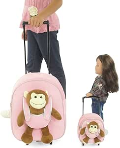Amazon.com: 18 inch muñeca Maletas con ruedas | Niño y muñeca Mochilas Carritos de W/| se adapta American Girl Muñeca a juego: Toys \u0026 Games
