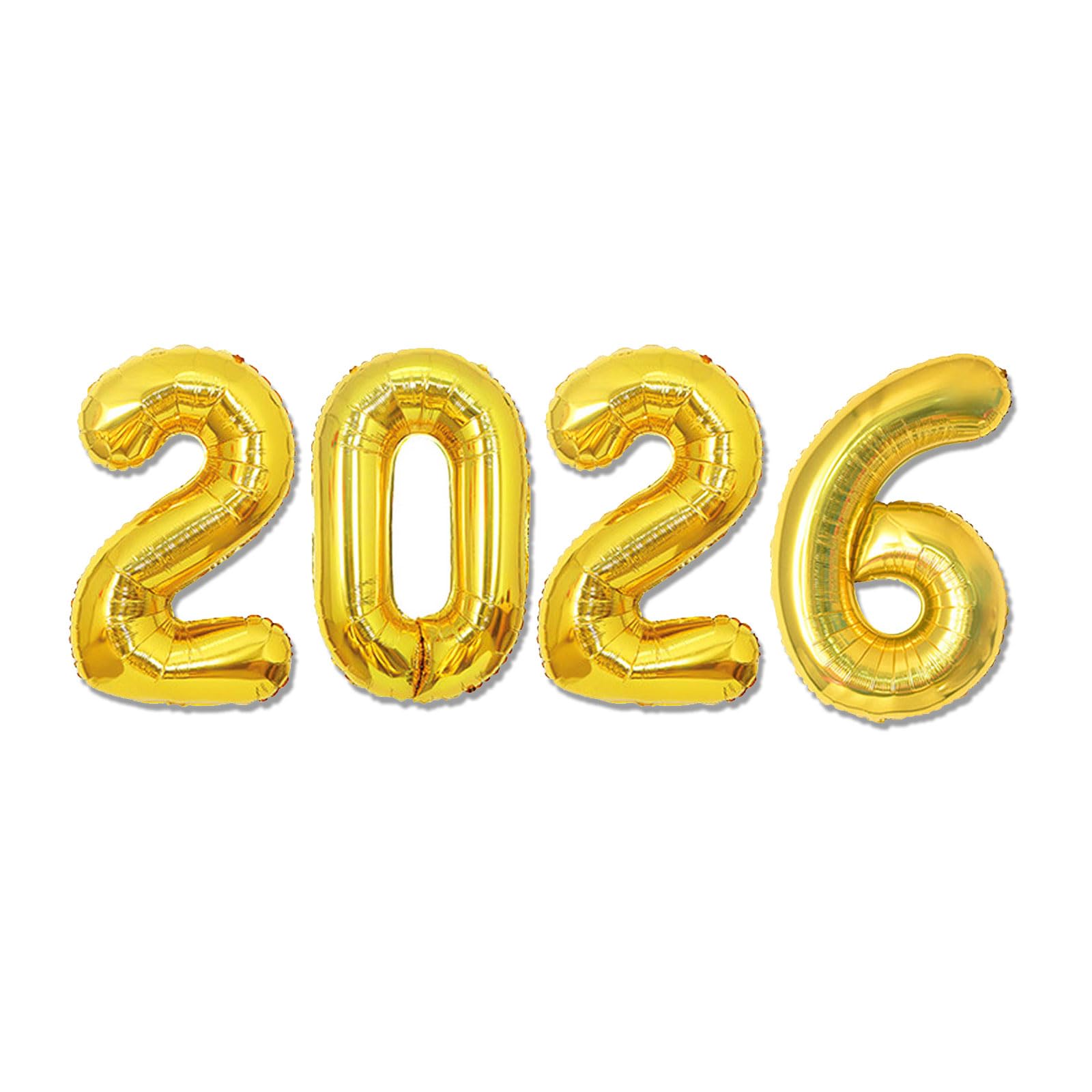 Photo 1 of 16 Inch 2026 Balloons Number 2026 Foil Balloons for New Years Eve Party Supplies Anniversary Party Graduation Decorations Home Office Decoration, Gold