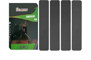 NELLHOMY Kinesiology Tape -<80 Strips>-Elastic Pro Athletic Tape Joints Support & Muscle Pain Relief Knee Taping Waterproof Cotton Sport Tape Perfect for Any Activity(Black,80PS)