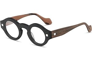 JOLLYNOVA Yuki Vintage Small Acetate Glasses Frame Prescription for Women Men Round Thick Eyeglasses Frames 41-28-145mm