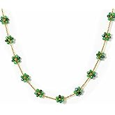 JUN MEIR'S 18K Gold Plated Charm Necklace for Women,Handmade Flower Chain for Summer Vacation, Birthday Anniversary Jewelry Gifts for Wife, Mom, Best Friend