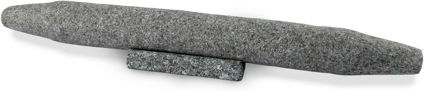 RoRo Handcarved Granite Minimalist Rolling Pin and Stand, 14 Inch (14 Inch French)