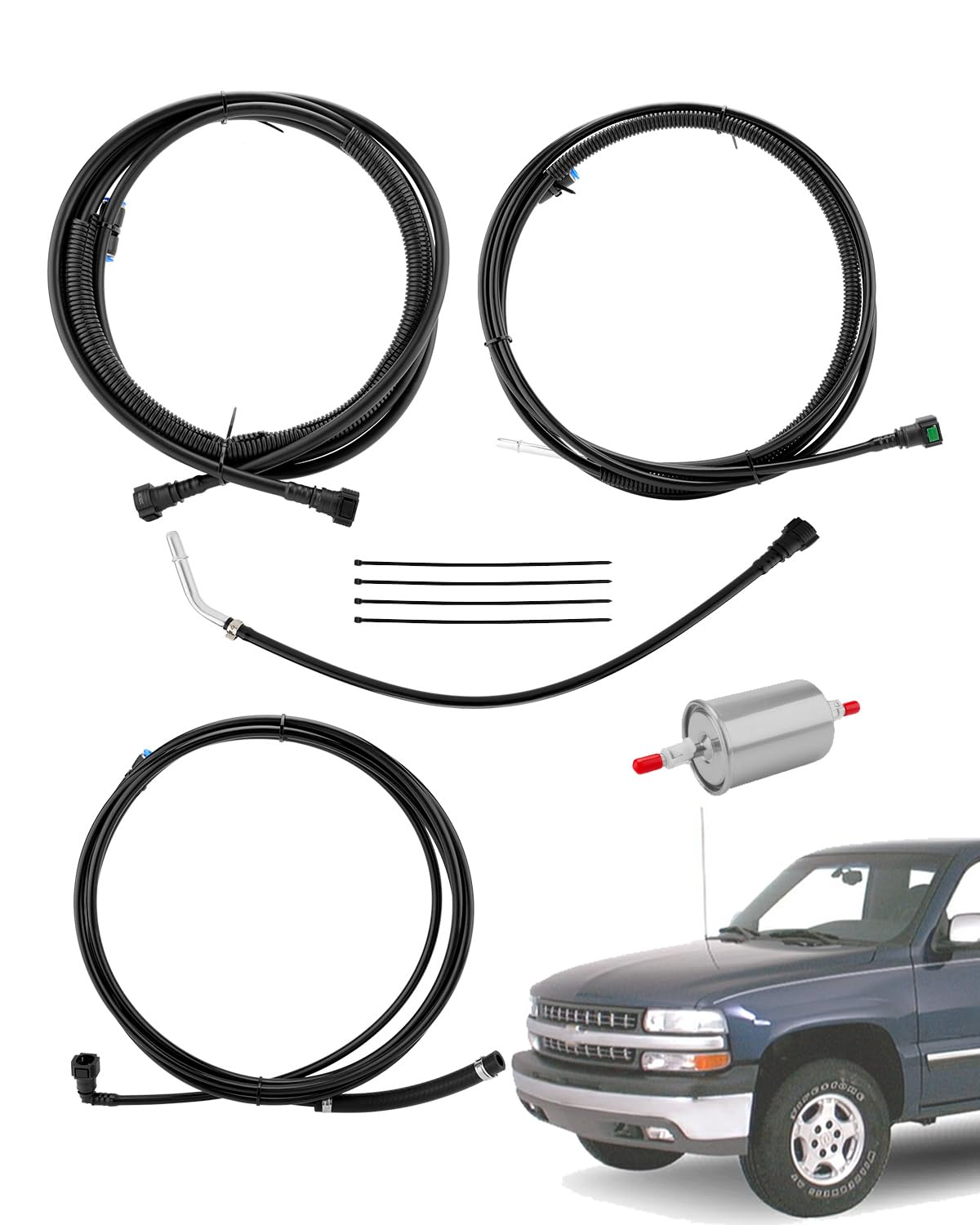 Photo 1 of Fuel Lines Kit, Compatible with 1999-2003 Chevy Silverado GMC Sierra 1500 HD 2500 HD 3500, Fits 4.8 5.3 6.0 8.1 L Pickup Trucks, Replace# FL-FG0053, FLFG0053, FG0053, NFR0003