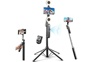 Auto Face Tracking Selfie Stick Tripod for iPhone with Light 360° Rotation That Follows Your Movement 63" Camera Tripod Stand