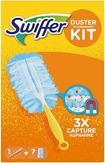 Swiffer Staubmagnet Starterset mit 1 Griff + 7 Tücher, nimmt 3x mehr Staub & Haare auf und schließt diese ein