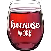 Fatbaby Funny Wine Glass For Coworker Boss Lady Secretary,Work Besties, Humorous Christmas Office Gag Gift, Because Clients Stemless Wine Glass for Employee Salesman Friends 15OZ