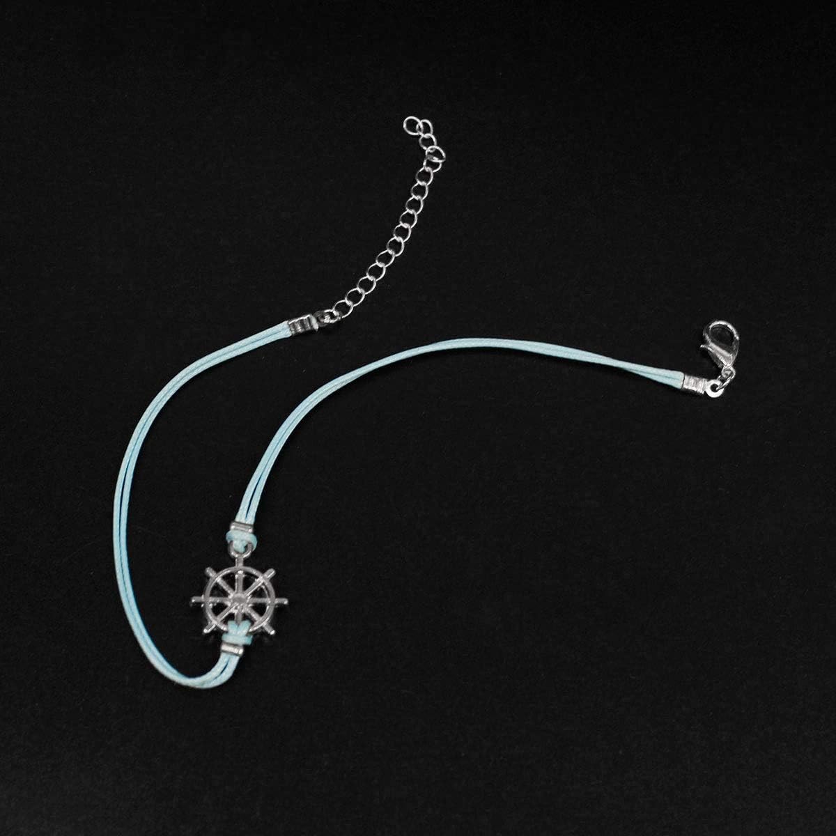 Yienate Boho Anklets Simple Rudder Ankle Bracelet Charm Dainty Summer Barefoot Beach Anklet Foot Jewelry for Women and Girls (Silver) - Image 4