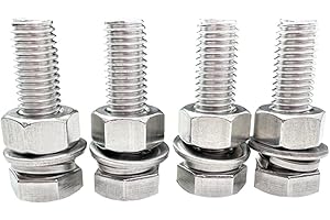 RCCT Exhaust Flange Bolts and Nuts Gasket Screws Stainless Steel Exhaust Bolts Manifold Hardware Kit(4 Bolt Nut)