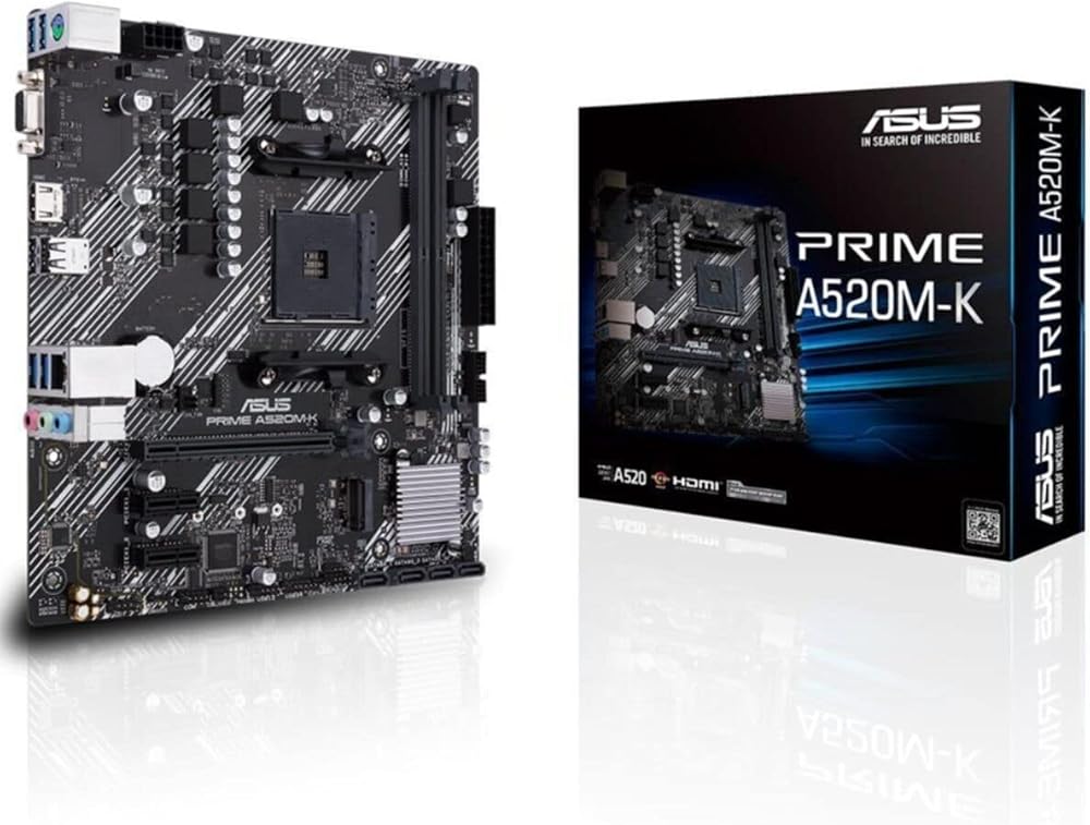 ASUS PRIME A520M-K AMD AM4 Motherboard Ryzen 3rd Gen M.2 1Gb Ethernet USB 3.2