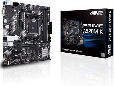 ASUS PRIME A520M-K AMD AM4 Motherboard Ryzen 3rd Gen M.2 1Gb Ethernet USB 3.2