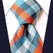 Scott Allan Turquoise and Orange Mens Tie | Gingham Plaid Ties for Men | | Turquoise Necktie's Men's | corbatas para hombre elegantes