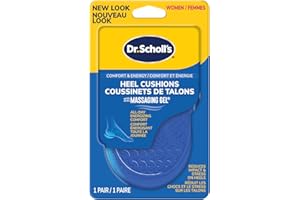 Dr. Scholl's Heel Cushions with Massaging Gel, Gel Heel Cups, All-Day Energizing Comfort, Absorb Shock, Reduce Impact & Stres
