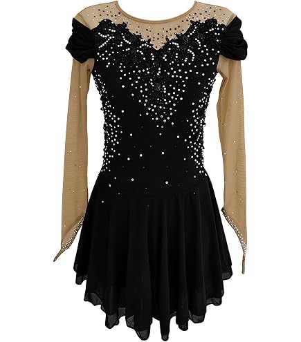 black and gold ice skating dress LIUHUO Figure Girls Women Elegant Quality Crystals Competition Dance Skirt White : Clothing, Shoes & Jewelry black competition figure skating dresses
