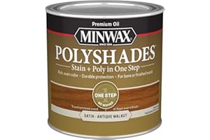 Minwax PolyShades Wood Stain + Polyurethane Finish – ½ Pint, Antique Walnut, Satin