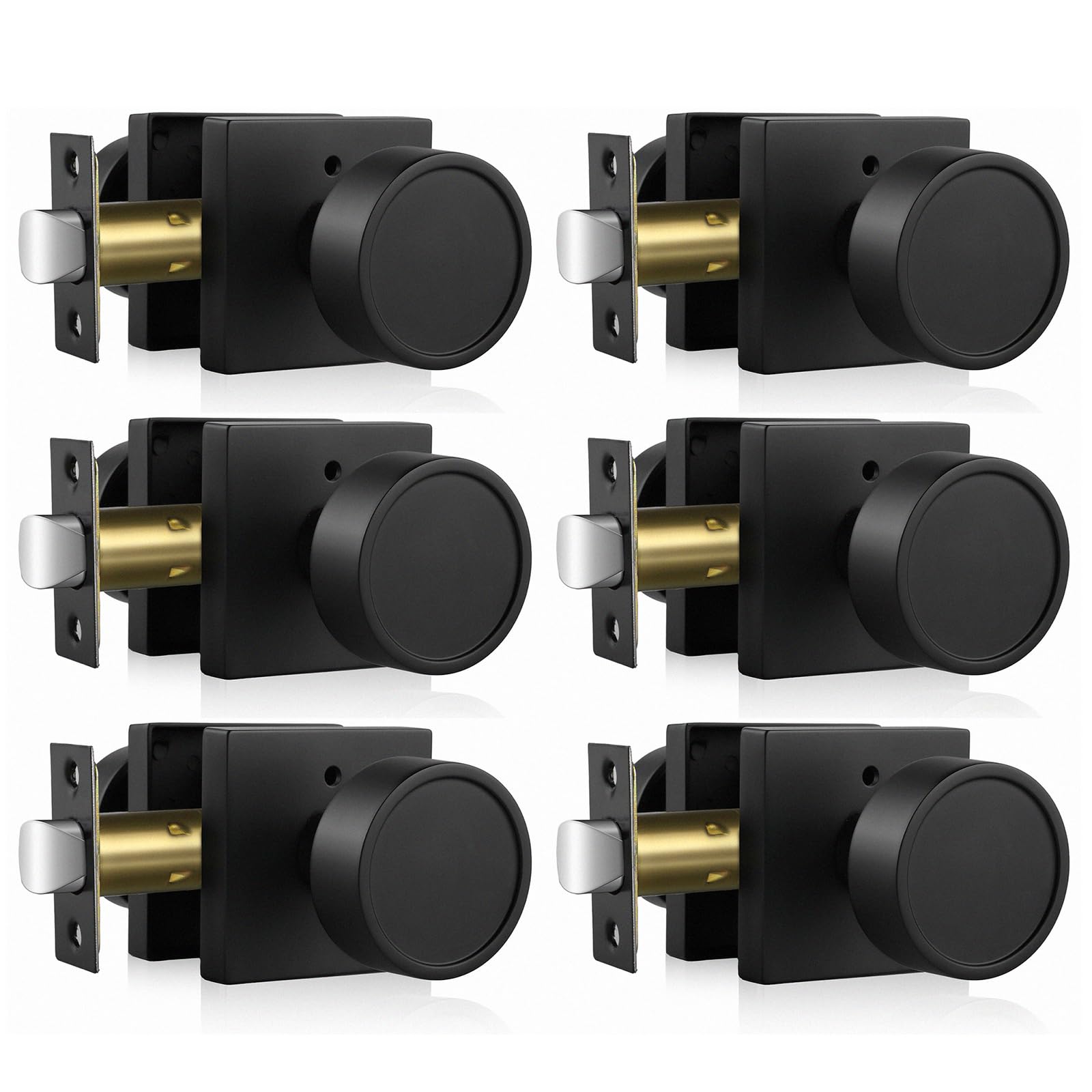 Photo 1 of Haidms Black Interior Door Knobs, Zinc-Alloy Heavy Duty Round Matte Black Privacy Door Knobs Interior for Bedroom Modern Bathroom Door Lock Bulk(6 Pack)