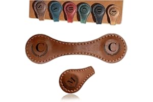 BYLIDRIM Personalized Magnetic Leather Bookmark, 26 Letters Bookmark Customized Initial Bookmarks Multi Functional Bookmark Cute Bookmark Meaningful Gift for Wonmen Teachers, Book Lovers (C, Light Brown)