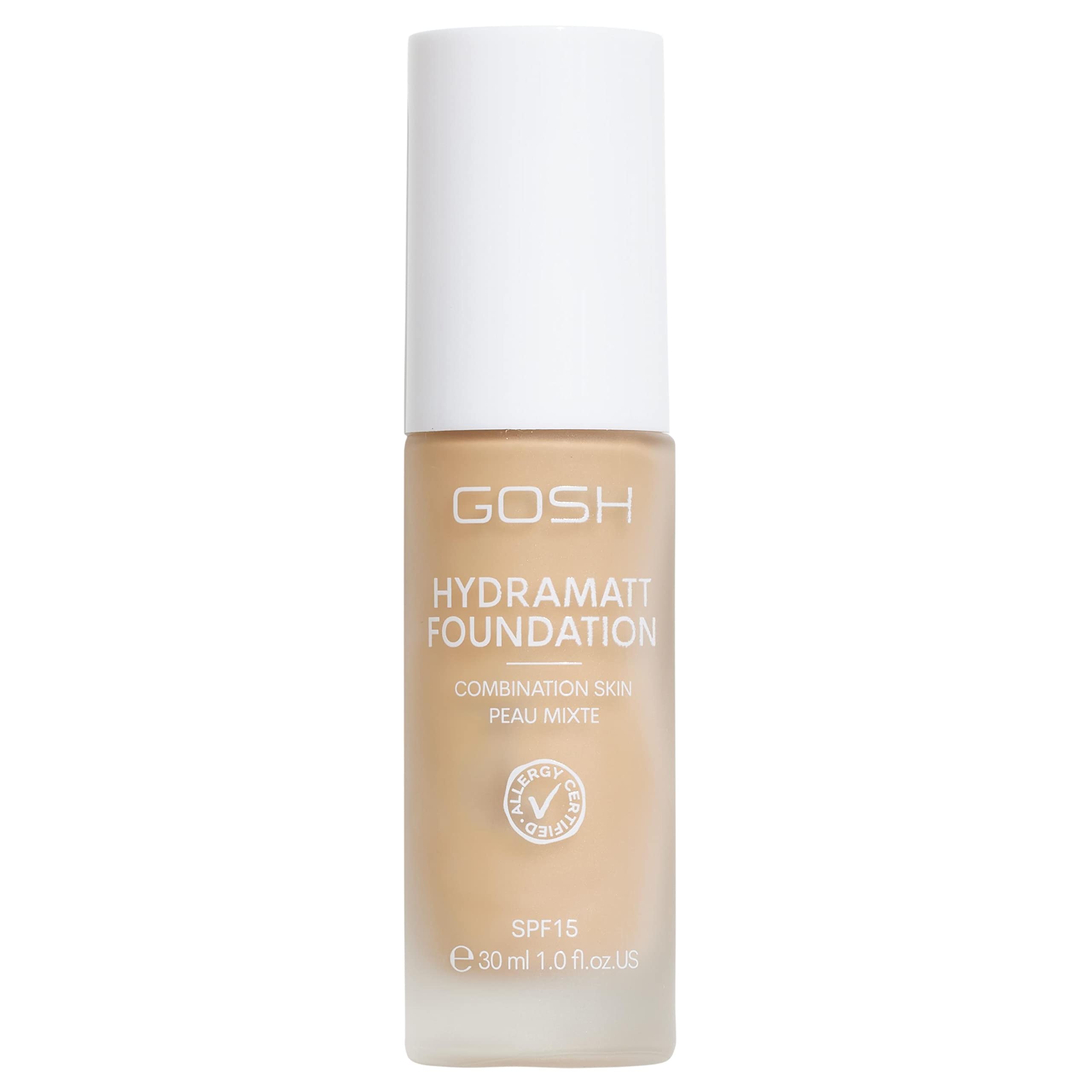 GOSH Foundation with SPF 15 for Light & Dark Skin, Vegan, Matte Makeup for Dry, Sensitive & Oily Skin, Smudge- and Sweat-Proof, Oil-Free, Adjustable Coverage, No Mask Effect, 006Y