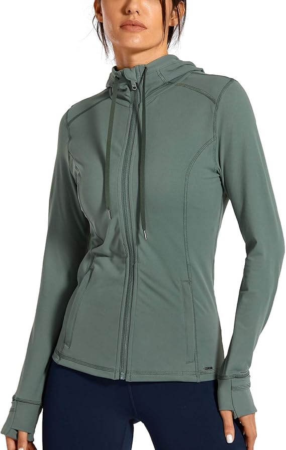 CRZ YOGA Women's Matte Brushed Full Zip Hoodie Jacket Sportswear Hooded