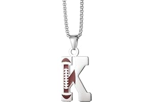 EZUY GNAY Letter Football Stainless Steel Football Necklace Player Number Pendant Silver Athlete LetterJewelry