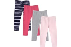 GLASH Kids Baby and Toddler Girls 4-Pack Cotton Pants 12 Months - 5 Years