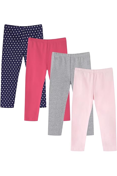 Girls Cozy Multipack Soft Leggings, 4 Pack Winter Warm Stretchy Leggings