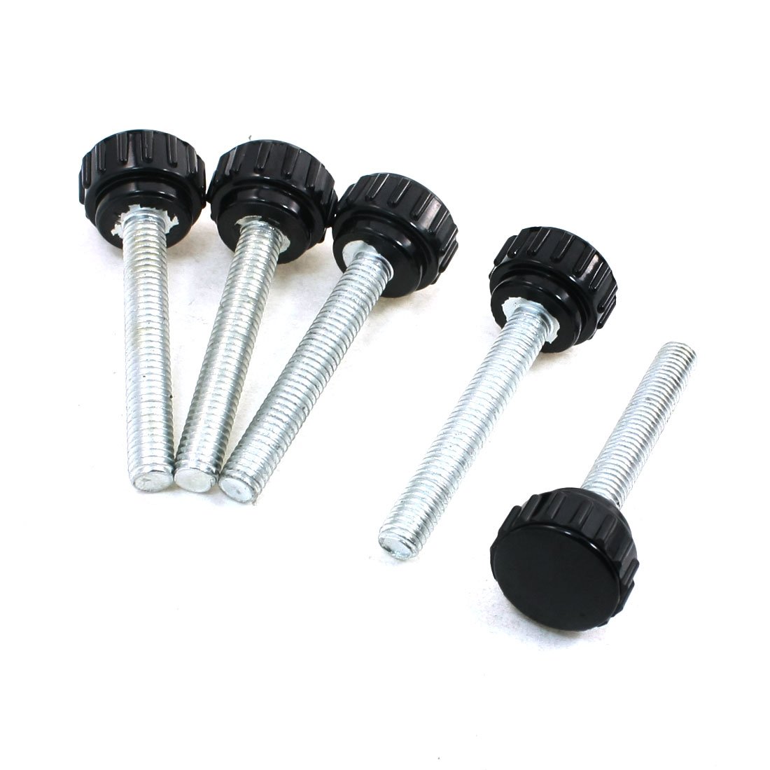 5 Pcs Black 5mm Male Threaded 51mm Long Knurled Grip Knobs Replacement