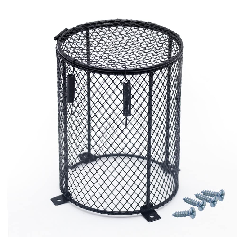 Reptile Heater Guard Ceramic Light Bulb Lamp Cover Mesh Cover Lampshade Anti-Scald Bracket Cage for Bearded Dragon, Lizard, Tortoise, Snake (Cylinder)