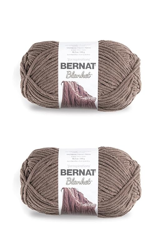 Bernat Blanket Taupe Yarn - 2 Pack of 300g/10.5oz - Polyester - 6 Super Bulky - 220 Yards - Knitting/Crochet