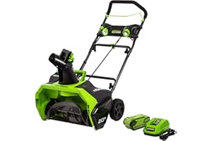 Greenworks 40V 20-Inch Brushless Snow Thrower, 40V 4Ah Battery and Charger Included 2600200