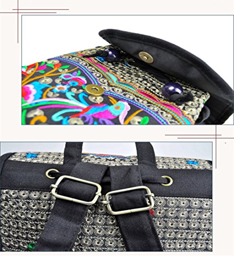 Goodhan Vintage Handmade Women Embroidery Ethnic Backpack Travel Handbag Shoulder Bag Mochila Purse Size S