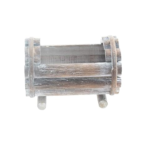 Liqidécor Rustikaler Sukkulenten-Blumentopf aus rustikalem Holzfass (Pflanze Nicht im Lieferumfang enthalten)