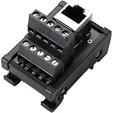 Jienk 1Way RJ45 8P8C DIN Rail Mount Ethernet Connector Distribution | 120Ohm Terminal Resistor for RS485 COM