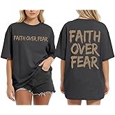 Christian Shirts for Women Faith Graphic Oversized T Shirt Jesus God Bible Religious Sayings Tee Tops