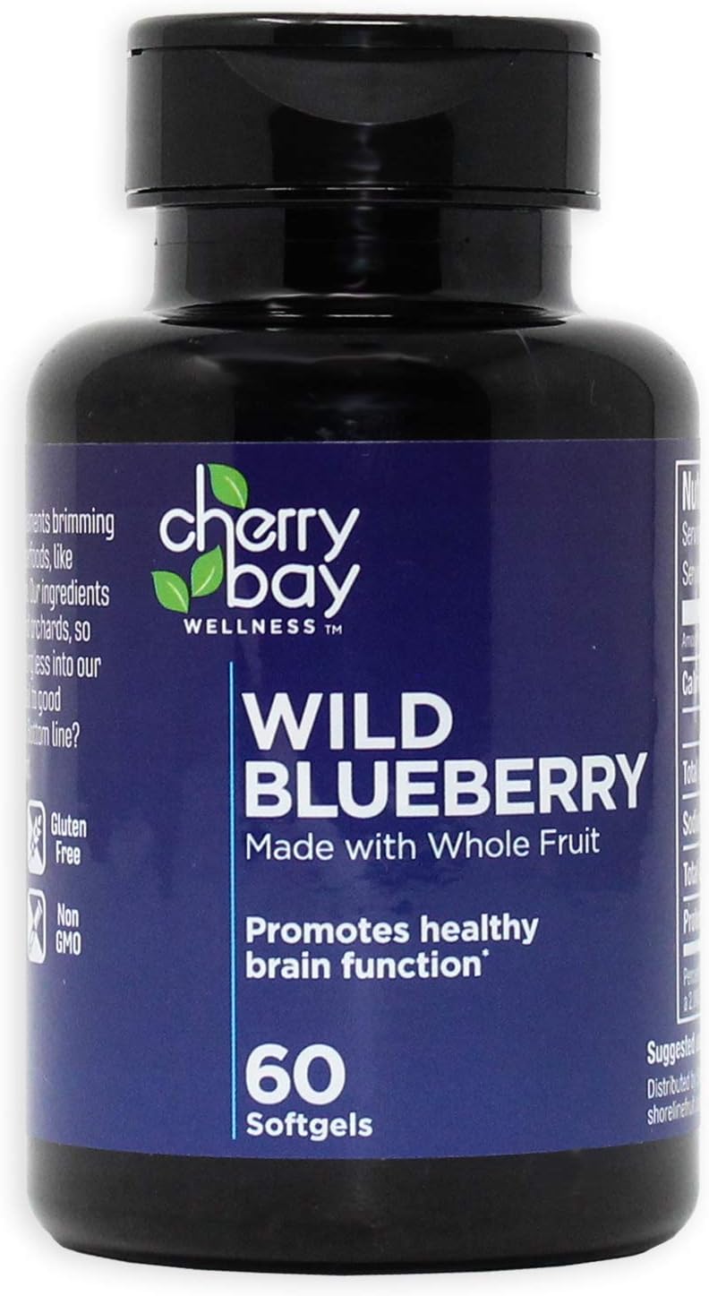 Wild Blueberry Softgels | 60 Count Bottle | Non-GMO & Gluten Free | Helps to Maintain Healthy Brain Function
