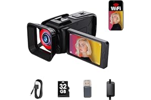 RAZPLYN 4k Camcorder Video Camera,UHD 64MP Vlogging Camera for YouTube with 3" 270° Flip Screen, 18X Zoom/WiFi/Webcam/32GB Card/Built-in 2500mAh Battery/Microphone(Black)