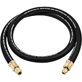 Upgraded 1/2" HVAC Vacuum Hose, High-Flow Vacuum Certified Refrigerant Hose | Equipped with 3/8" to 1/4" Fittings, 20 Microns Vacuum, Faster HVAC Evacuation and Recovery, 6-Feet, Black