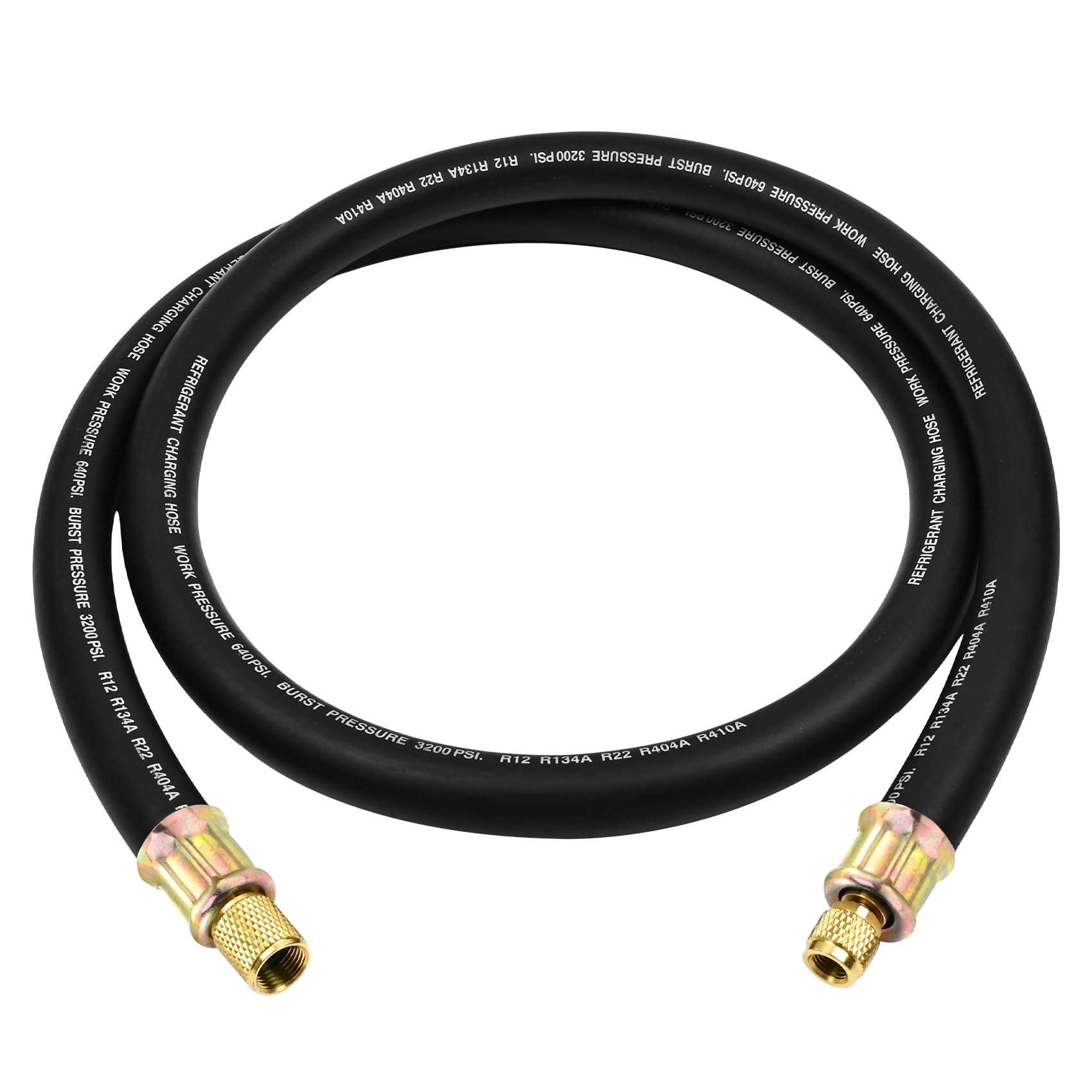 Photo 1 of Upgrade Version 1/2" Internal Diameter High-Flow Vacuum Certified Refrigerant Hose,3/8" to 1/4" Fittings,20 Microns Vacuum,Faster HVAC Evacuation and Recovery,6-Feet,Black