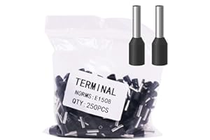 Fidioto AWG16 Wire Ferrules Terminals, 250pcs AWG16 Terminal Connector Wire Insulated Cord Pin Ends Terminals for Electric, Industrial, Chemical Industry, Power Control System, etc.