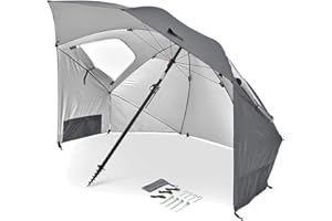 Sport-Brella Premiere UPF 50+ Umbrella Shelter for Sun and Rain Protection (8-Foot, Gray)