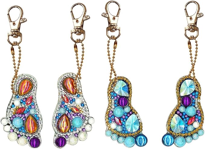 ADISTAR 4PCS Diamond Painting Keyring Kits 5D DIY Diamond Painting Cute