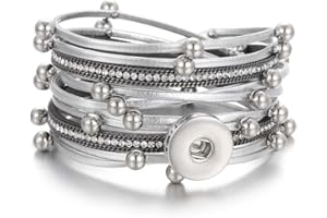 Lovglisten Snap Button Bracelet Punk Multilayer PU Snap Charms Bangle Armband Snaps Jewelry