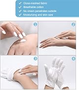 CGBOOM 3 Pairs Moisturizing Gloves White Cotton One Size Fits Most view 4