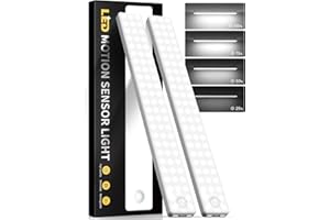 Auxoda Wireless Motion Sensor Light Indoor, USB Rechargeable Battery Operated Lights, LED Stair Light, Magnetic Stick On Lights for Closet, Indoor Steps Motion Activated (2-Pack)