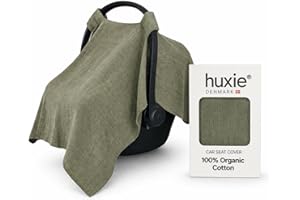 Huxie Car Seat Cover Baby - Organic Muslin Cotton - Carseat Canopy - 43" x 32" - Sage Green