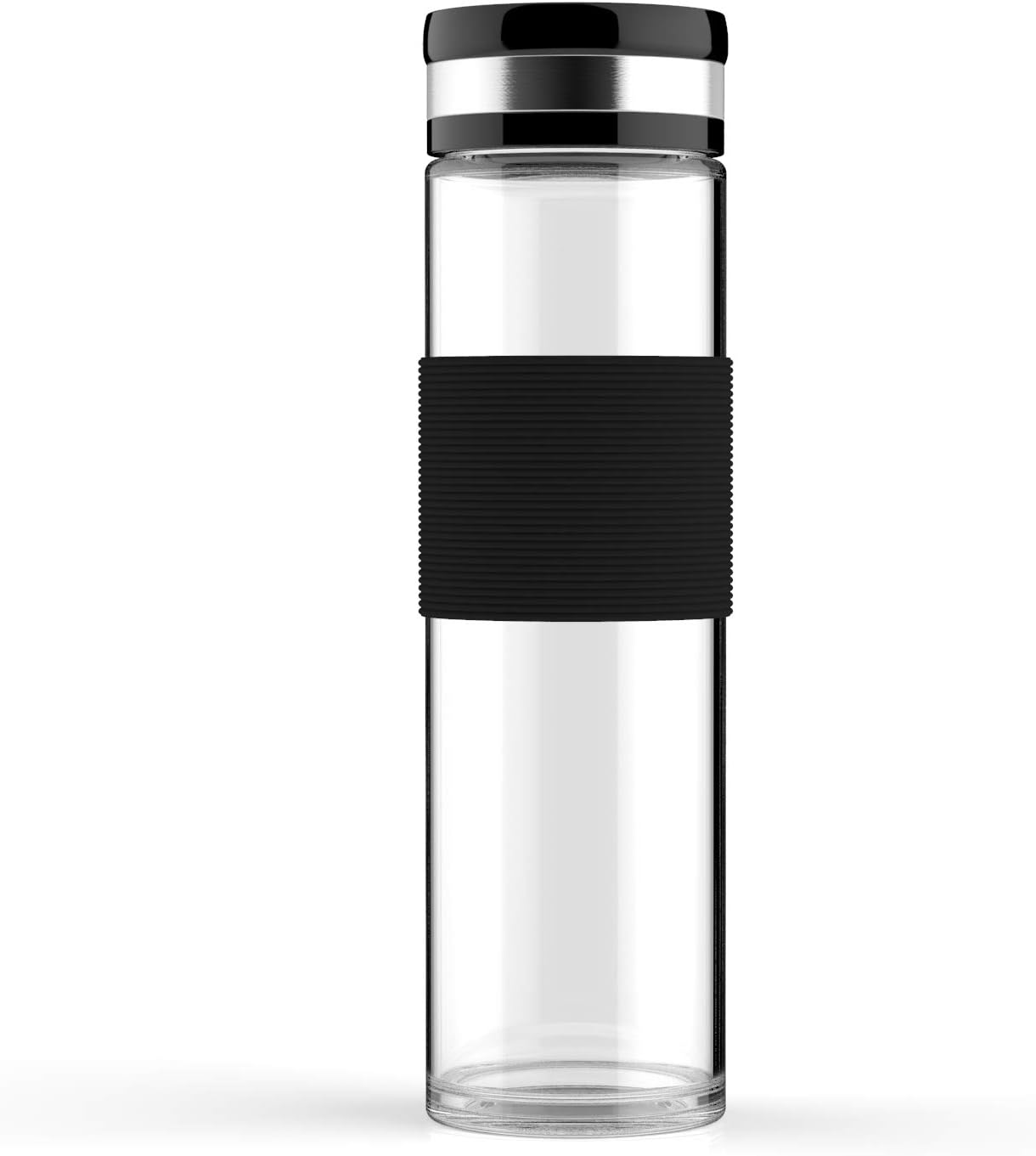 ELDR Supply Glass Water Bottle Eco-Friendly | Wide Mouth | Silicone Sleeve for Non-Slip Grip | Easy to Clean Borosilicate Glass | Double enforced Glass Base (20 oz)