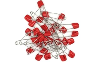 GTONEE Baby Safety Pins Secure Clips for Fastening Baby Clothes Diaper Napkins 50pcs 60PCS 30PCS (Red, 30 pcs)